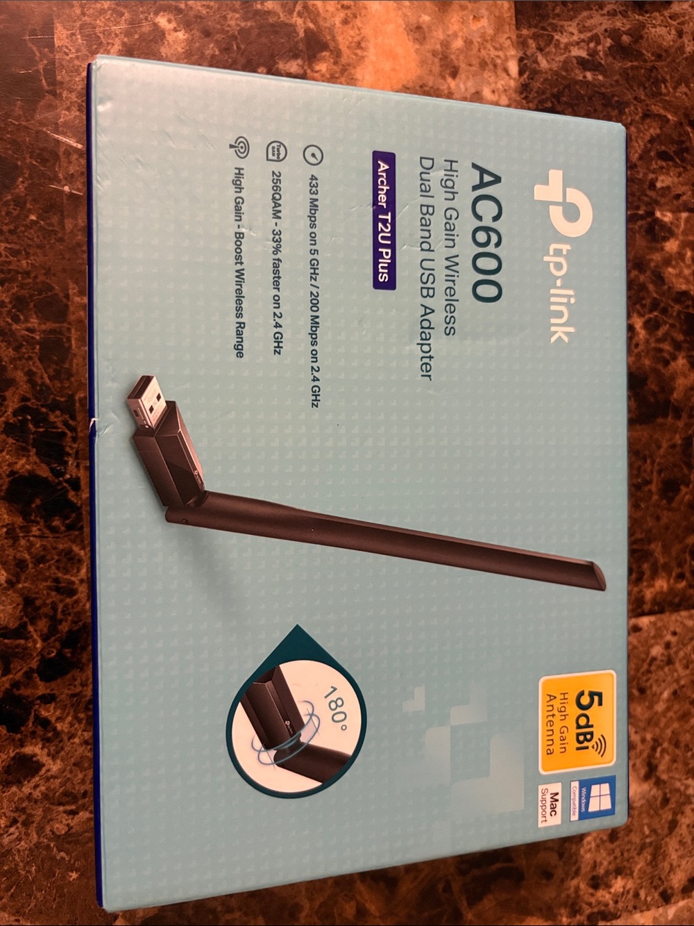 TP-Link AC600 Archer T2U Plus Dual-Band USB Adapter — Black